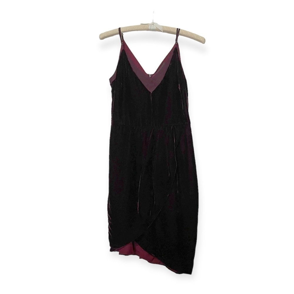 [NWT] Adelyn Rae Asymmetrical Hem Velvet Slip Dress in Burgundy Maroon - Size S